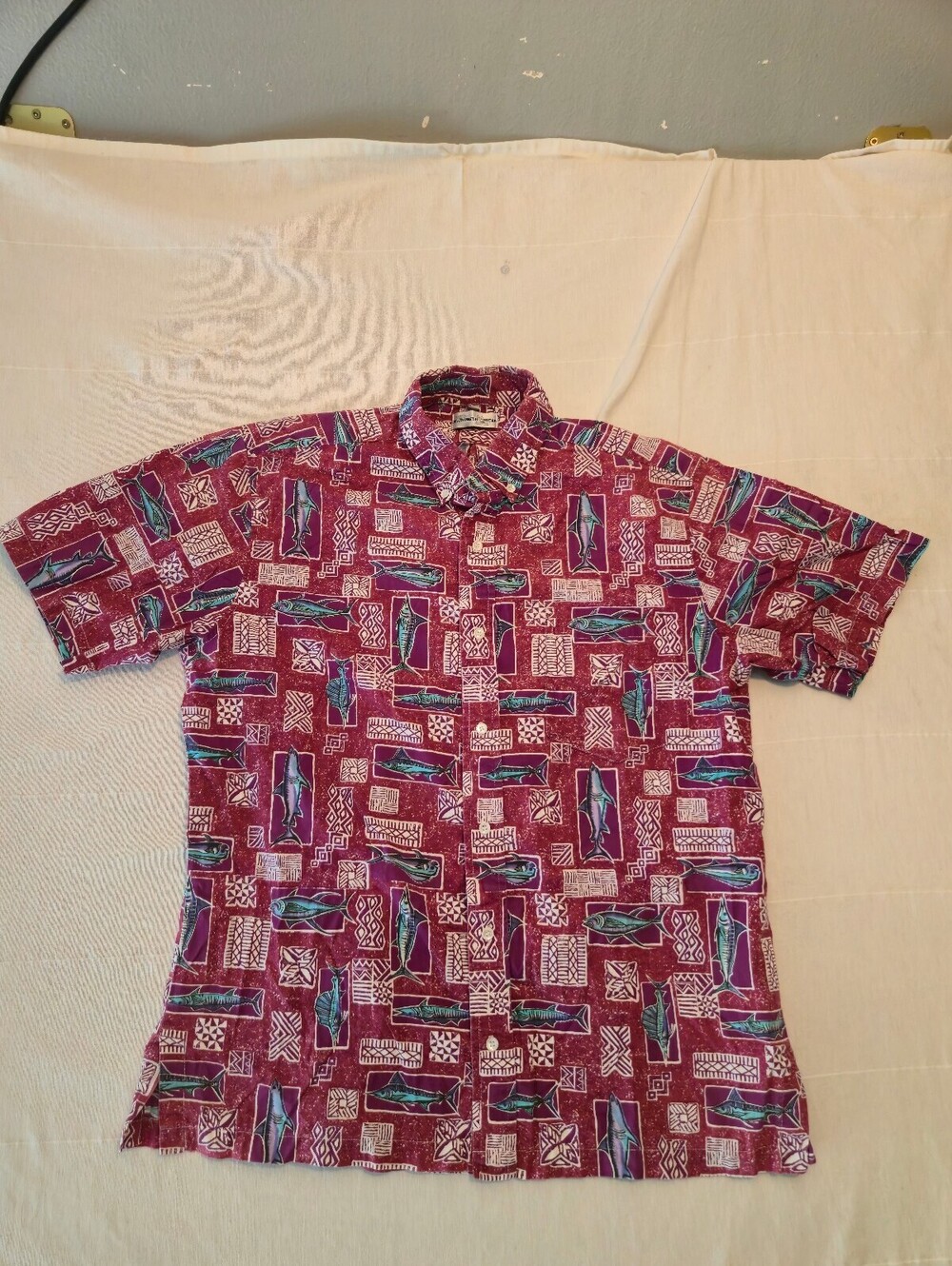 Vintage Bluewater Wear Short Sleeve Button-Up Shirt Large